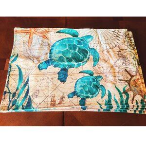Beach Placemats 4pc Sea Turtle Table Decor Nautical Coastal Dining Decorations